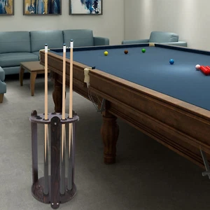 New Pool Cue Rack 9-hole Oak Billiard Cue Holder Stick Ball Floor Stand Pool Cue - Picture 1 of 12