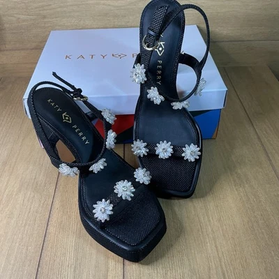 Katy Perry Colecciones Negro Margarita Adornado Grueso Bloque Tacones Mujeres 9.5 Nuevo Foto 1 de 4