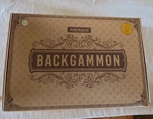 Amerous Backgammon set 15 inch classic board game w/ leather case foldable board - Picture 1 of 3