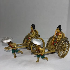 Vintage Celluloid Geisha In Japanese Rickshaw 3.75" Toy Figure Hand Painted (2) - Picture 1 of 12
