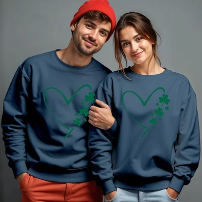Hombres Mujeres Corazón Divertido Día de San Patricio Sudadera Jumper Verde... - Imagen 1 de 4