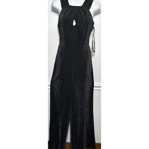 Calvin Klein Elegant Black Glitter Jumpsuit Romper 6 Sleeveless Wide Leg Party - Picture 1 of 15
