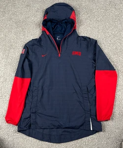 SMU Mustangs Jacke Herren Large blau rot Nike 1/4 Zip Pullover Windbreaker Kapuze - Bild 1 von 11