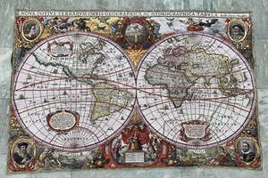 3x4 Fuß Vintage Weltkarte Französischer Wandteppich Wandbehang Traditionelle Wohnkultur - Bild 1 von 12