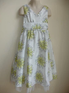 CHEROKEE GIRLS DRESS size 7 WHITE YELLOW FLOWERS DAISIES V NECK BEAUTIFUL - Picture 1 of 6