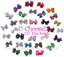 BOWS BY PAIR U-Choose 2.5" For Squeaky Shoes or Hair 1-Prong Clip SOLID COLORS