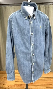 Ralph Lauren Vintage Washed Denim Long Sleeve Button Down Shirt Boys Sz 12 - Picture 1 of 6