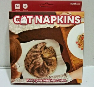 CAT PARTY NAPKINS Pack of 24 / 4 Different Designs 13" x 13" REALISTIC KITTIES - Picture 1 of 10