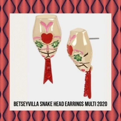 Pendientes Betsey Johnson BETSEYVILLA CABEZA DE SERPIENTE Calavera de Azúcar/Día de los Muertos Foto 1 de 3