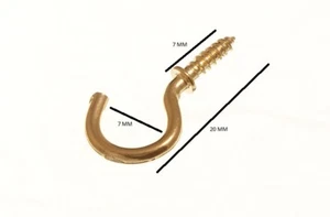 Cup Hook 13mm To Shoulder Total Length 18mm Brass Plated Eb With Pack Size 20 - Photo 1/1