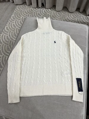 Jersey Polo Ralph Lauren Lana Cachemira Cable Cuello Redondo M Mediano Crudo Foto 1 de 4