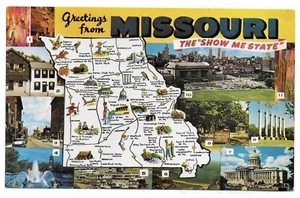 Postkarte MO Missouri State Map with Great Feature Multiview Photos — D29 - Bild 1 von 2
