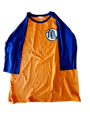 Dragon Ball Z Naranja Azul Estilo Béisbol Camiseta-Delantera y Trasera Grande Foto 1 de 4