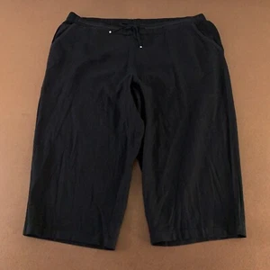 EVANS Women's Plus Size 20 Black Linen Blend Pocketed Pull On Capri Pants NWT - Picture 1 of 10