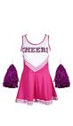 Cheerleader Fancy Dress Outfit Costume With Pom Poms Size M