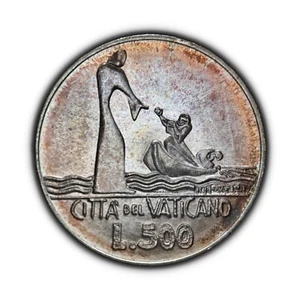 VATICAN CITY. 1978, 500 Lire, Silver - Pope Paul VI, Fisher of Men, 🌈 Toned 3 - Picture 1 of 3