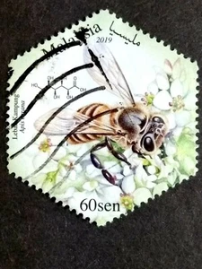 Malaysia 2019 Honey Bees 60c - 1v Used - Picture 1 of 2