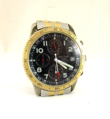 Waltham Chronograph 100 Feet Rare XAX329 088 VD57 Vintage Tachymeter New Battery - Image 1 of 4