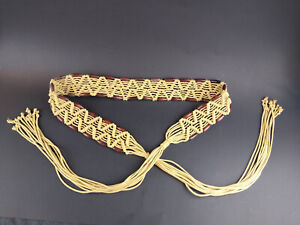 Vintage Wrap Tie Belts Macrame Wooden Geometric Beads Boho 70's Retro Large