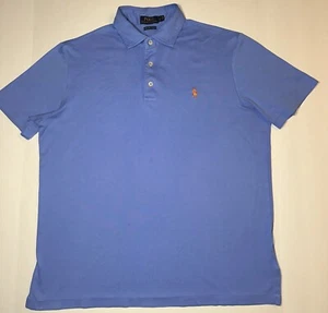 Polo Ralph Lauren Pima Soft Touch Poloshirt Herren Large hellblau orange Pferd - Bild 1 von 14