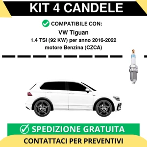 KIT 4 CANDELE per VW Tiguan 1.4 TSI 92 kw anno 2016-2022 - Foto 1 di 2
