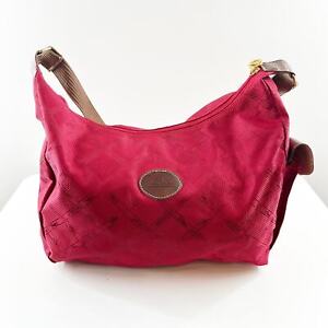 Longchamp Le Pliage Side Pocket Nylon Hobo Messenger Bag Purse Red