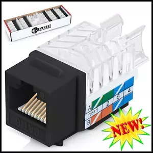 Everest Media 45° Angled CAT6 Black Keystone Jack Slim RJ45 Ethernet Connector - Picture 1 of 8