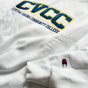 Vtg Champion CVCC Sweatshirt Central Virginia Community College Crew Neck White - Picture 1 of 7