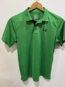 VTG Under Armour Polo, youth XL, Green, embroidered, collar, short sleeve, sport - Picture 1 of 9