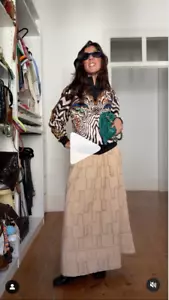 $425 NWT Farm Rio Sand Crochet Midi Skirt Large 10-12 Women's Vicky Montanari - Picture 1 of 15