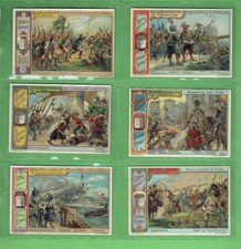 #BB.  LIEBIG COMPANY 1901 SIX CARD SET - PROPELLED WEAPONS THROUGH THE AGES