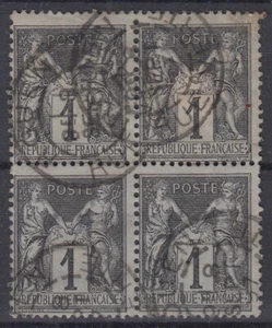 TIMBRE FRANCE SAGE N° 83 EN BLOC DE 4 CACHET ROUEN DU 8 SEPT 97 - Picture 1 of 2