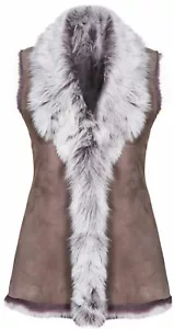 Chaleco Chaleco Taupe Damas Suave Real Toscana Cuero Piel de Oveja - Imagen 1 de 5