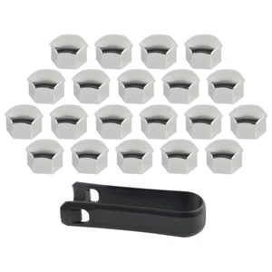 For Tesla Model 3 20x Wheel Bolt Nut Caps Covers w/ Removal Tool Black Silver - Picture 1 of 14