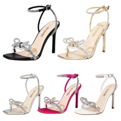 Women Ankle Strap Square Toe High Stilettos Heel Wedding Party Heel Sandals - Image 1 of 2