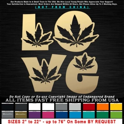 Marijuana Love Weed Pot Medicine Sticker Decal - Image 1 of 4