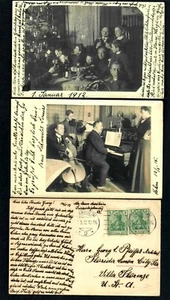 GRn 3pcs RPPC Christmas Tree Family, Piano player musicians Ladys, Family - Picture 1 of 2