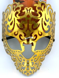 Gold Filigree Face Mask, Halloween, Mardi Gras, Costume Party, Venician, Plastic - Picture 1 of 5