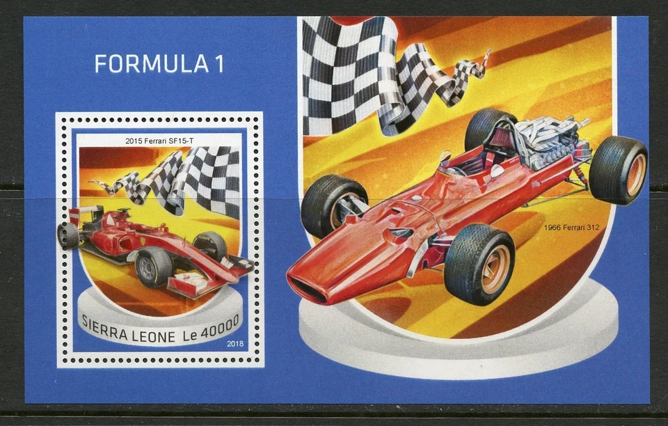 Sierra Leone 2018 Formula 1 Auto da Corsa Souvenir Foglio come Nuovo Nh - Immagine 1 di 1