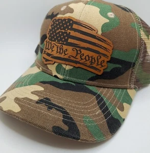 We The People Woodland Camo Mesh Snapback Baseball Cap - Light Brown Patch - Picture 1 of 4