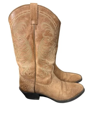 Botas vaqueras occidentales de gamuza Ariat Heritage para mujer marrón claro tostado talla 6,5B Foto 1 de 4