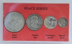 Peace Series Coin Set Silver $1-10c in Red Case - Picture 1 of 5