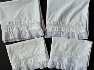 Rare LAURA ASHLEY *PAIR STANDARD & KING 4 PILLOWCASES Vintage BRIDAL LACE White - Picture 1 of 21