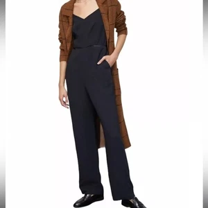 Anthropologie Maeve Magdalena Negro Talla 2 Pierna Ancha Esmoquin Mono Mameluco Bolsillos - Imagen 1 de 16