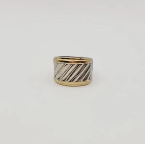 David Yurman 925 Sterling Silver & 14k Gold Cable Classics Cigar Band Ring- 5.25 - Picture 1 of 7