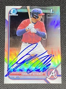 Ignacio Alvarez 2022 Bowman 1st Chrome Refractor Atlanta Braves Auto IP Signed - Picture 1 of 2