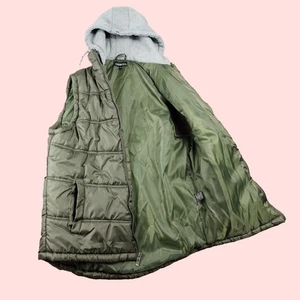 Carbon Puffer Vest Mens Medium Olive Green Hoodie Hip Hop Street Wear - Picture 1 of 14