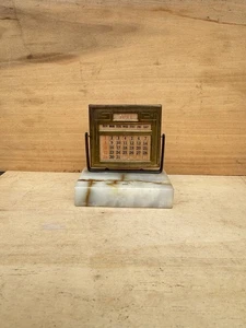 Vintage Art Deco Diamond Point Perpetual Calendar Marble Base Brass - Picture 1 of 4