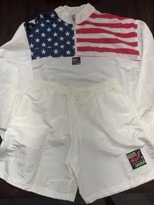 Vintage Surf Style American Flag matching Jacket And Shorts Combo - Picture 1 of 6
