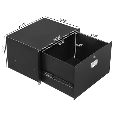 US 19" 6U Steel Plate DJ Drawer Audio/IT Equipment Cabinet With Lock &Keys Black - Image 1 of 4